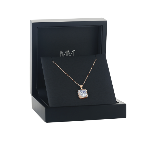 Radiance - Princess Cut Halo Moissanite Pendant