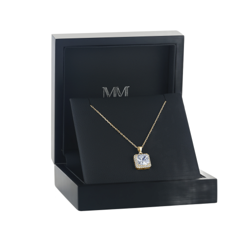 Radiance - Princess Cut Halo Moissanite Pendant