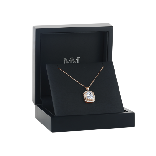 Cristallo - Radiant Cut Moissanite Double Halo Pendant Necklace