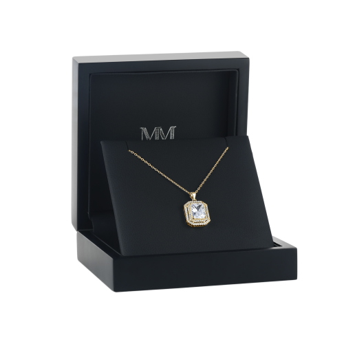 Cristallo - Radiant Cut Moissanite Double Halo Pendant Necklace