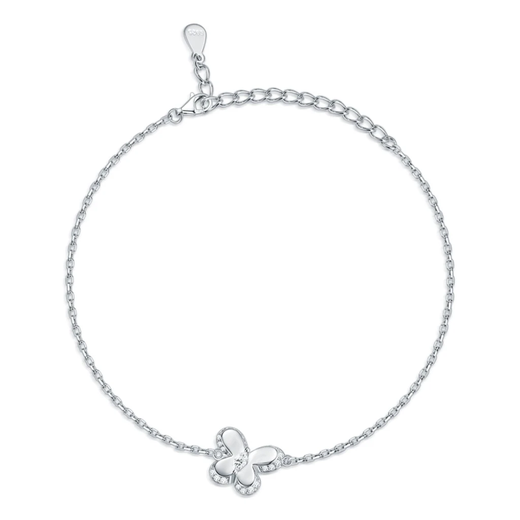 Bloomique - Moissanite Charm Bracelet with Floral Motif and Sparkling Accents