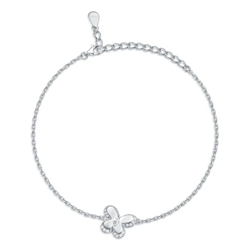 Bloomique - Moissanite Charm Bracelet with Floral Motif and Sparkling Accents