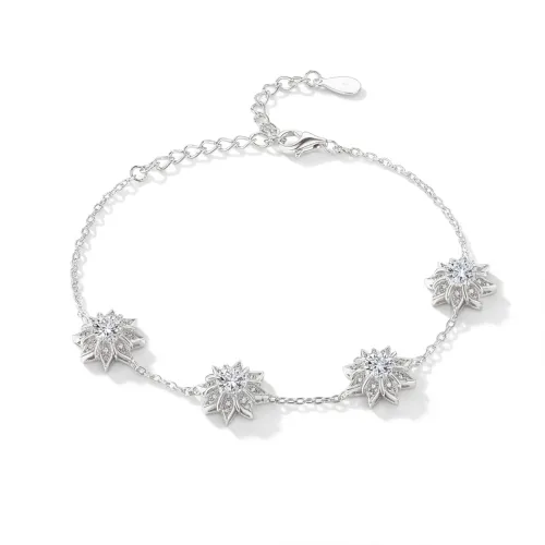 Stellara - Floral Moissanite Bracelet with Adjustable Chain