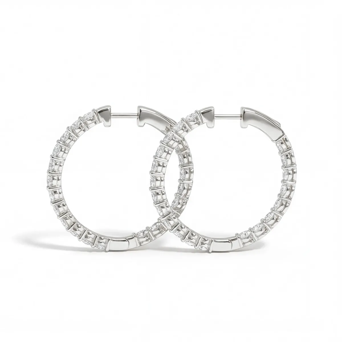 Luminette - Oval Cut Moissanite Channel Set Hoop Earrings