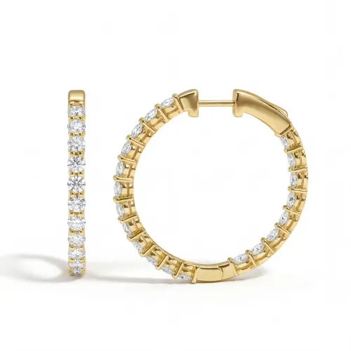 Luminette - Oval Cut Moissanite Shared Prong Hoop Earrings