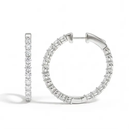 Luminette - Oval Cut Moissanite Shared Prong Hoop Earrings