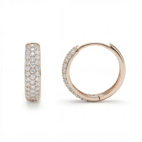 Glintique - Pavé Set Moissanite Huggie Hoop Earrings with Hinged Closure