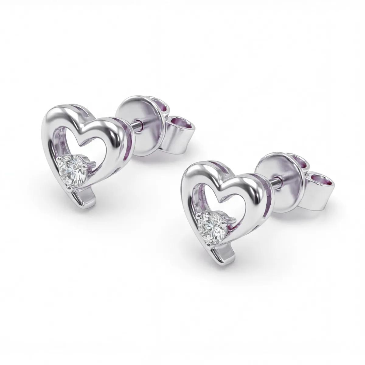 Essence - Moissanite Heart Earrings