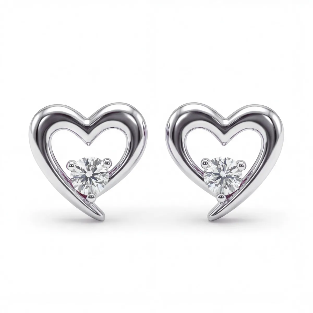 Essence - Moissanite Heart Earrings