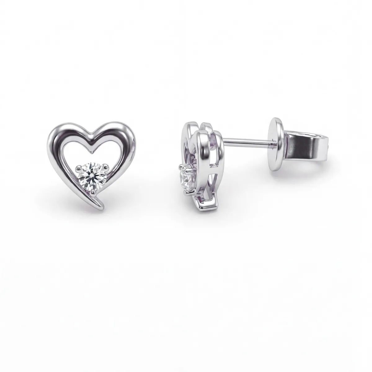 Essence - Moissanite Heart Earrings