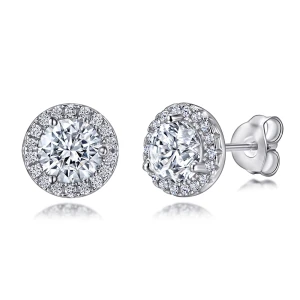 Orbis - Moissanite Stud Earrings in Halo Setting