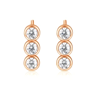 Tri-Bezel - Moissanite Stud Earrings in Bezel Setting