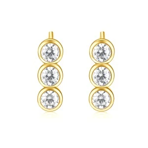 Tri-Bezel - Moissanite Stud Earrings in Bezel Setting