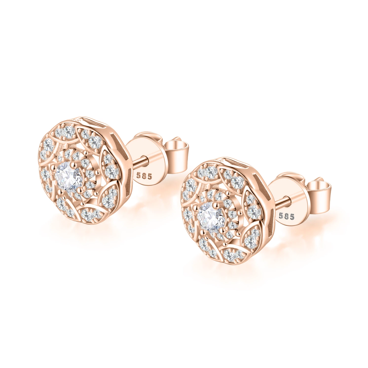 Double Halo - Moissanite Stud Earrings in Halo Setting