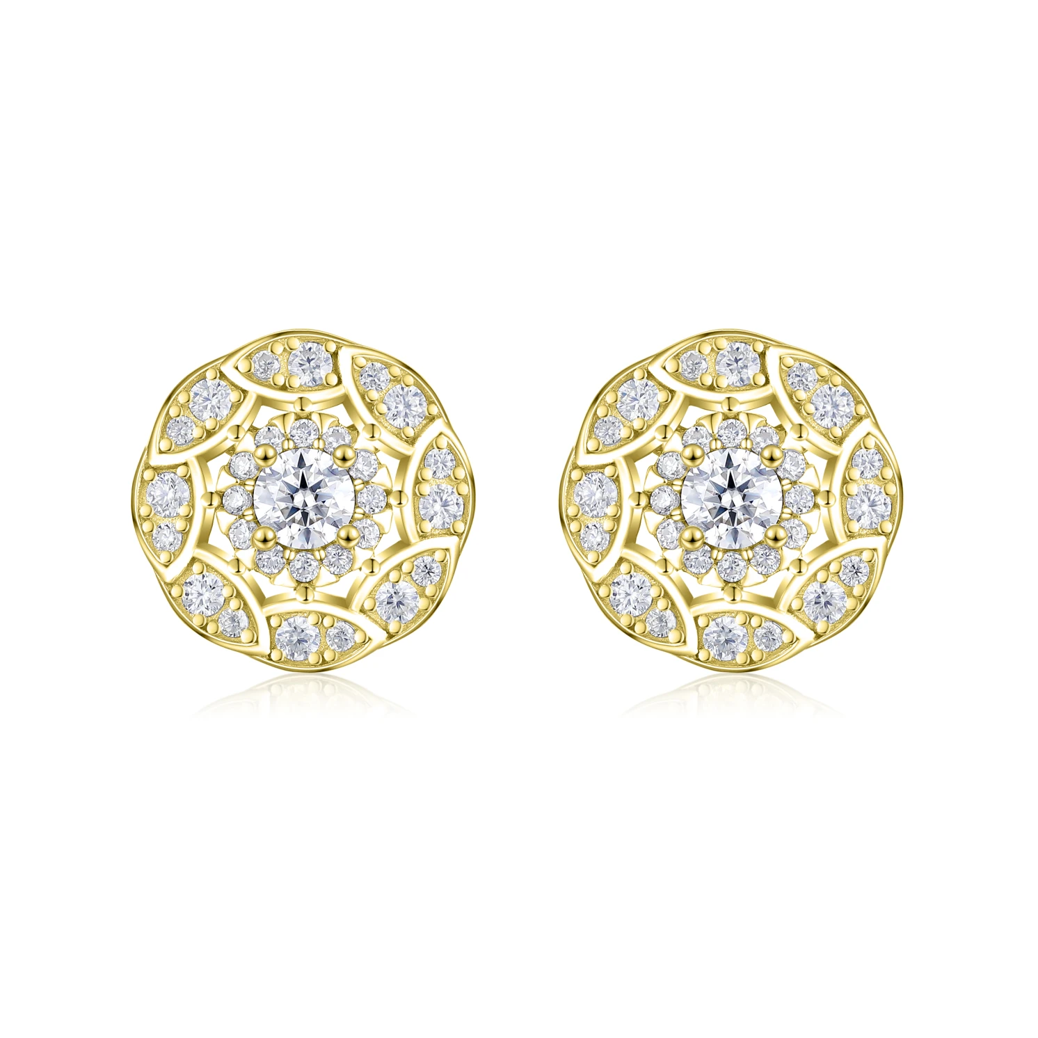 Double Halo - Moissanite Stud Earrings in Halo Setting