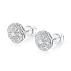 Double Halo - Moissanite Stud Earrings in Halo Setting