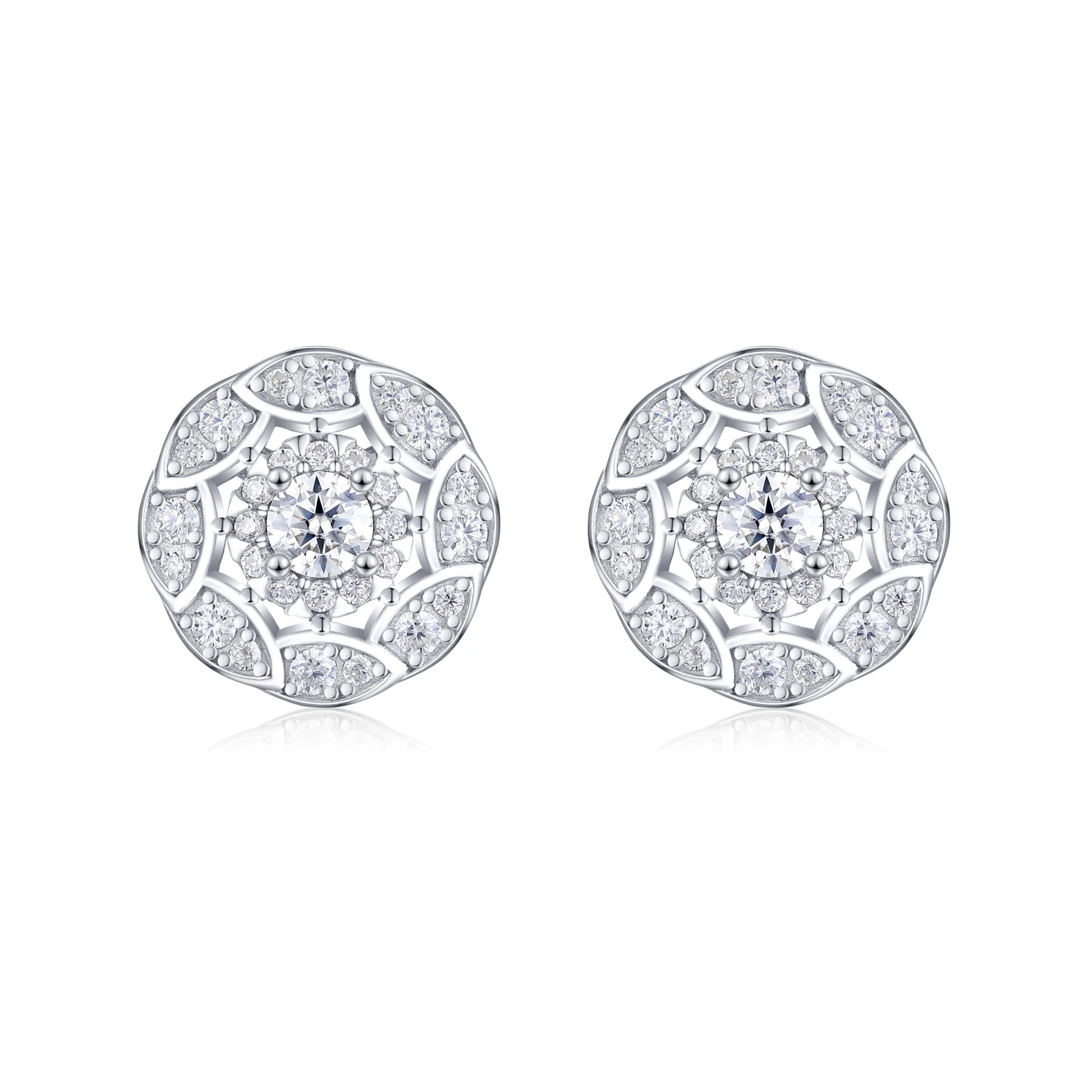 Double Halo - Moissanite Stud Earrings in Halo Setting