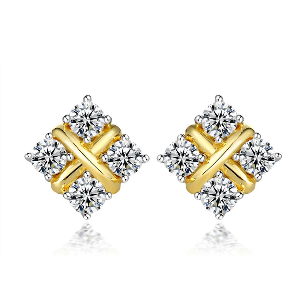 Moissanite Quadrants - Moissanite Stud Earrings