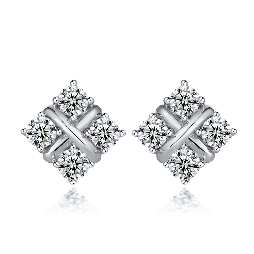 Moissanite Quadrants - Moissanite Stud Earrings