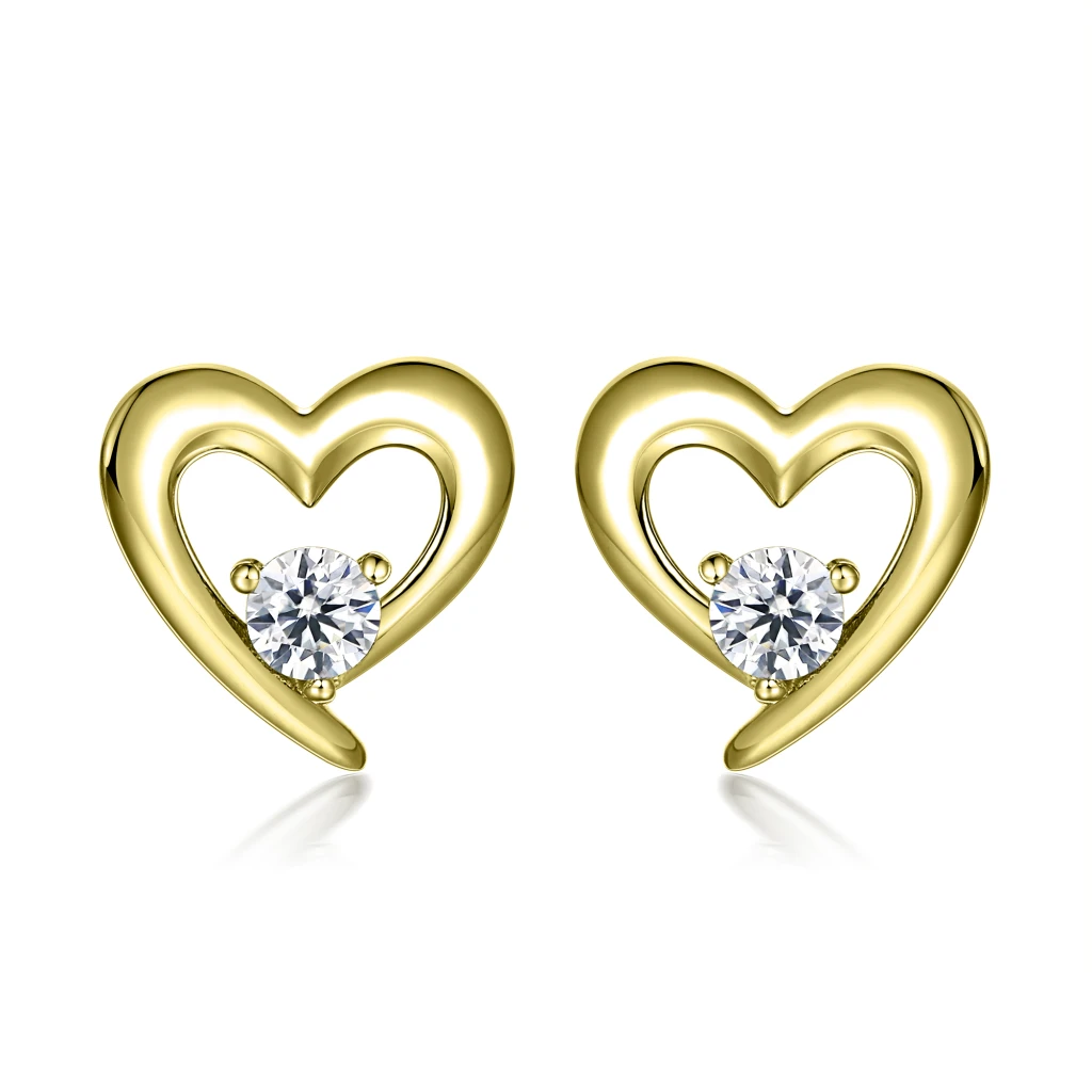 Essence - Moissanite Heart Earrings