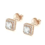 Tetrona - Asscher Moissanite Stud Earrings in Halo Setting