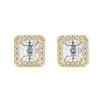 Tetrona - Asscher Moissanite Stud Earrings in Halo Setting