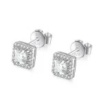 Tetrona - Asscher Moissanite Stud Earrings in Halo Setting