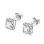 Tetrona - Asscher Moissanite Stud Earrings in Halo Setting
