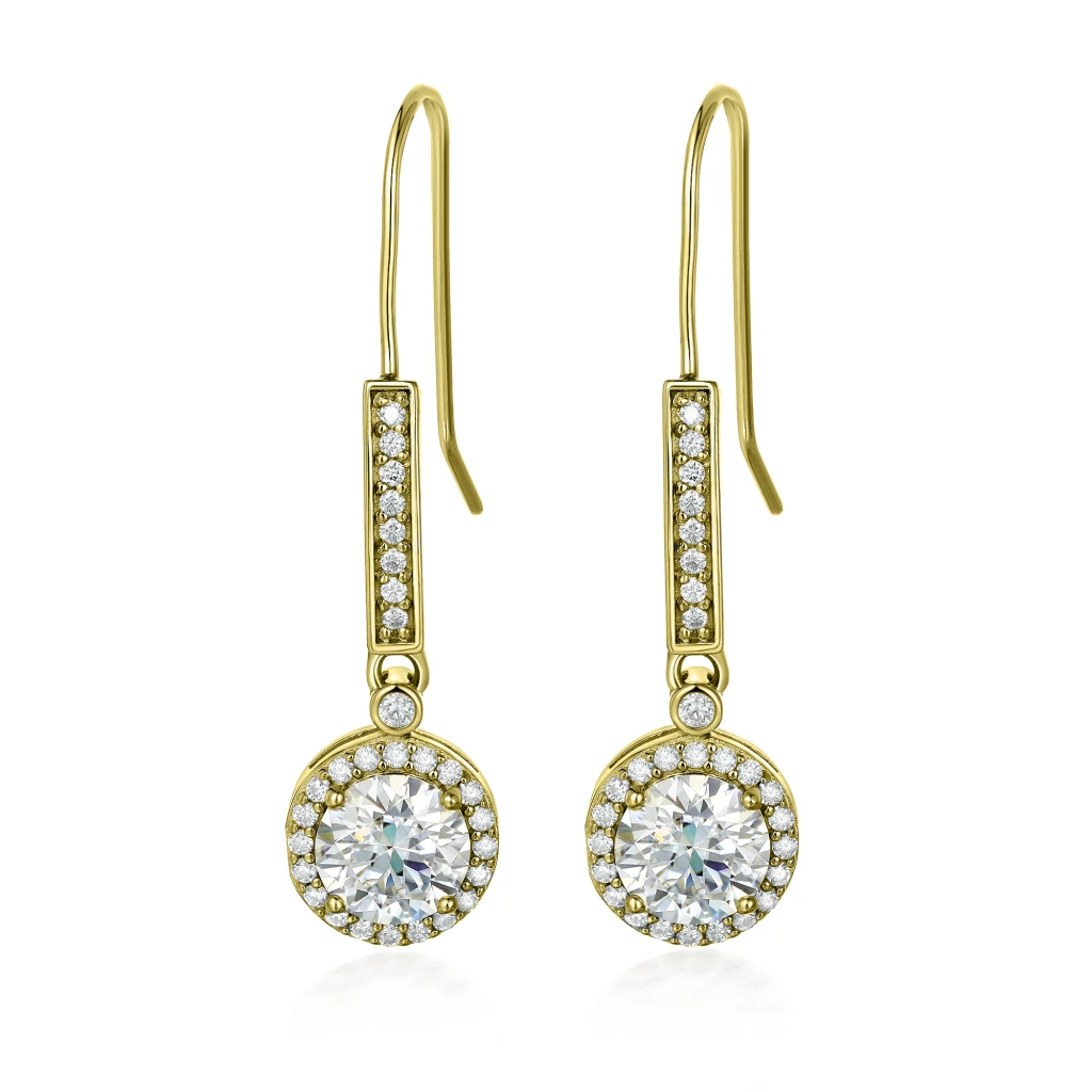 Luminary - Moissanite Drop Earrings in Halo Setting