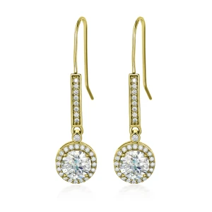 Luminary - Moissanite Drop Earrings in Halo Setting