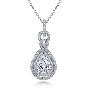 Pearla - Pear-Cut Moissanite Pendant in Double Halo Design