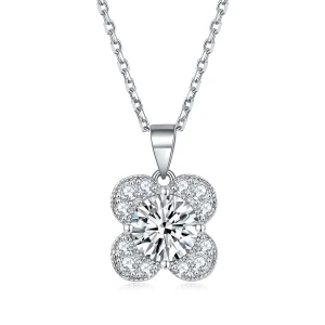 Flora - Clover Design Moissanite Pendant with Pavé Accents