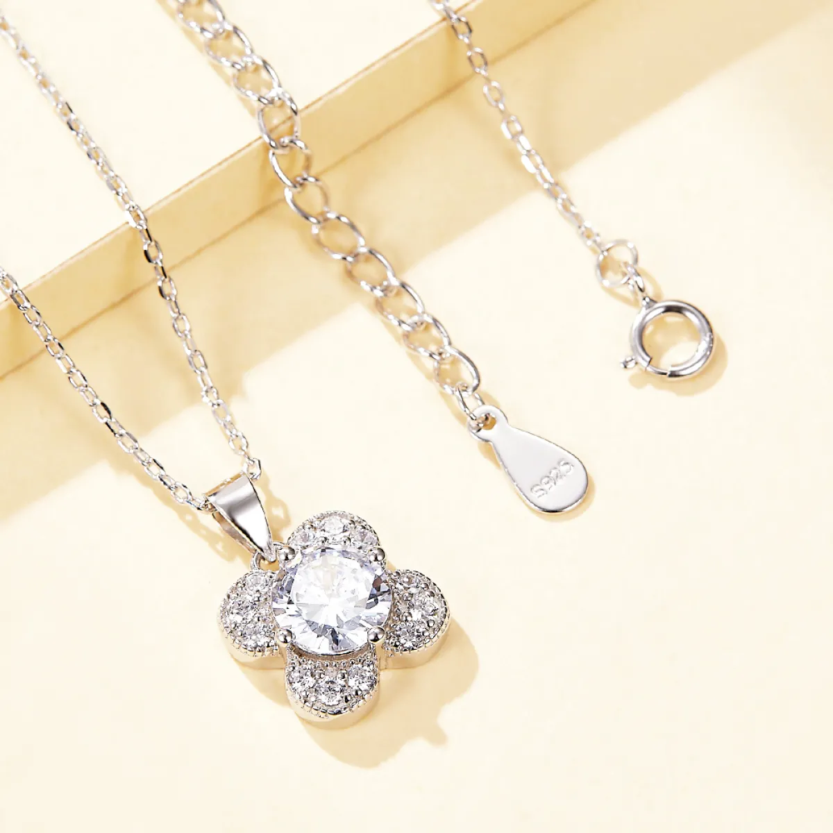 Flora - Clover Design Moissanite Pendant with Pavé Accents