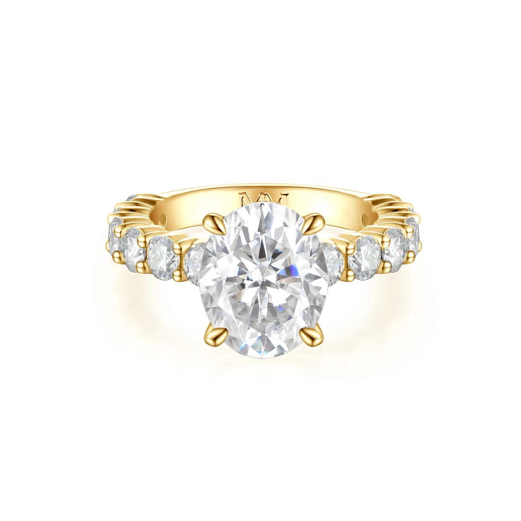 Majestica - Oval Moissanite Ring with Side Stones