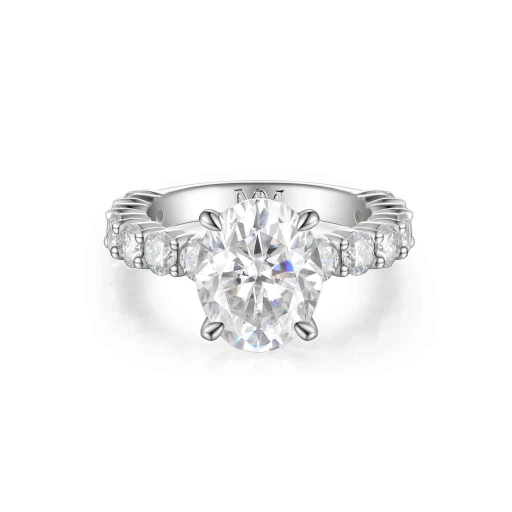 Majestica - Oval Moissanite Ring with Side Stones