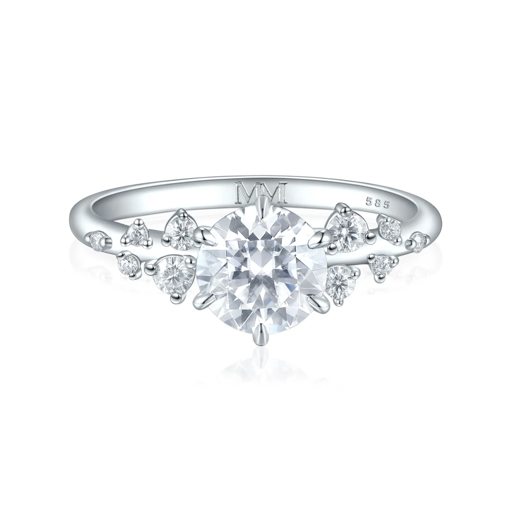 Aurora - Moissanite Ring with Minimalistic Side Stones