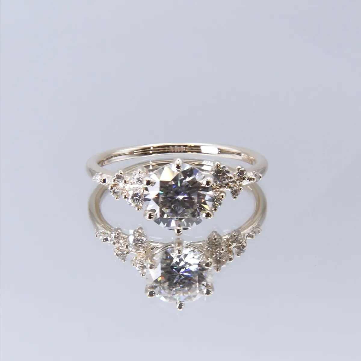  Aurora - Moissanite Ring With Minimalistic Side Stones