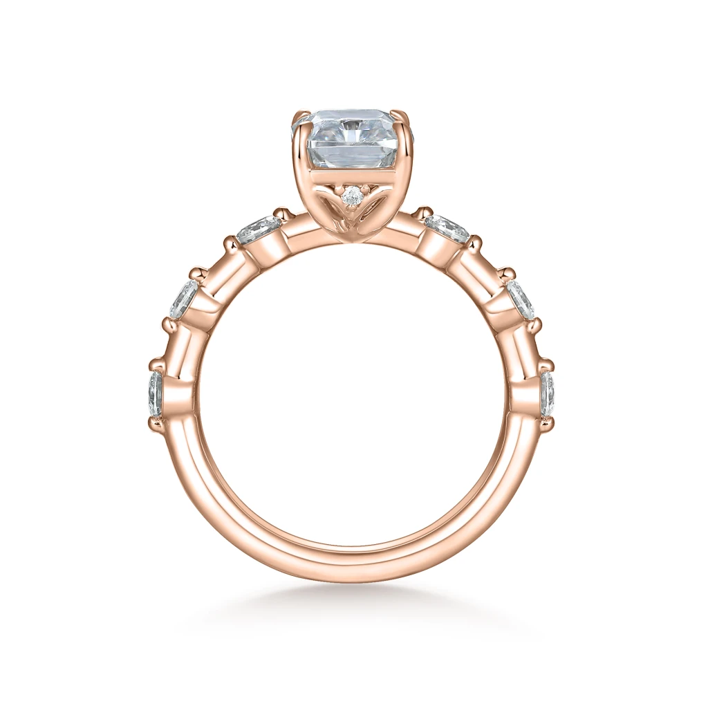 Isla Radiant Cut Moissanite Ring With Side Stones