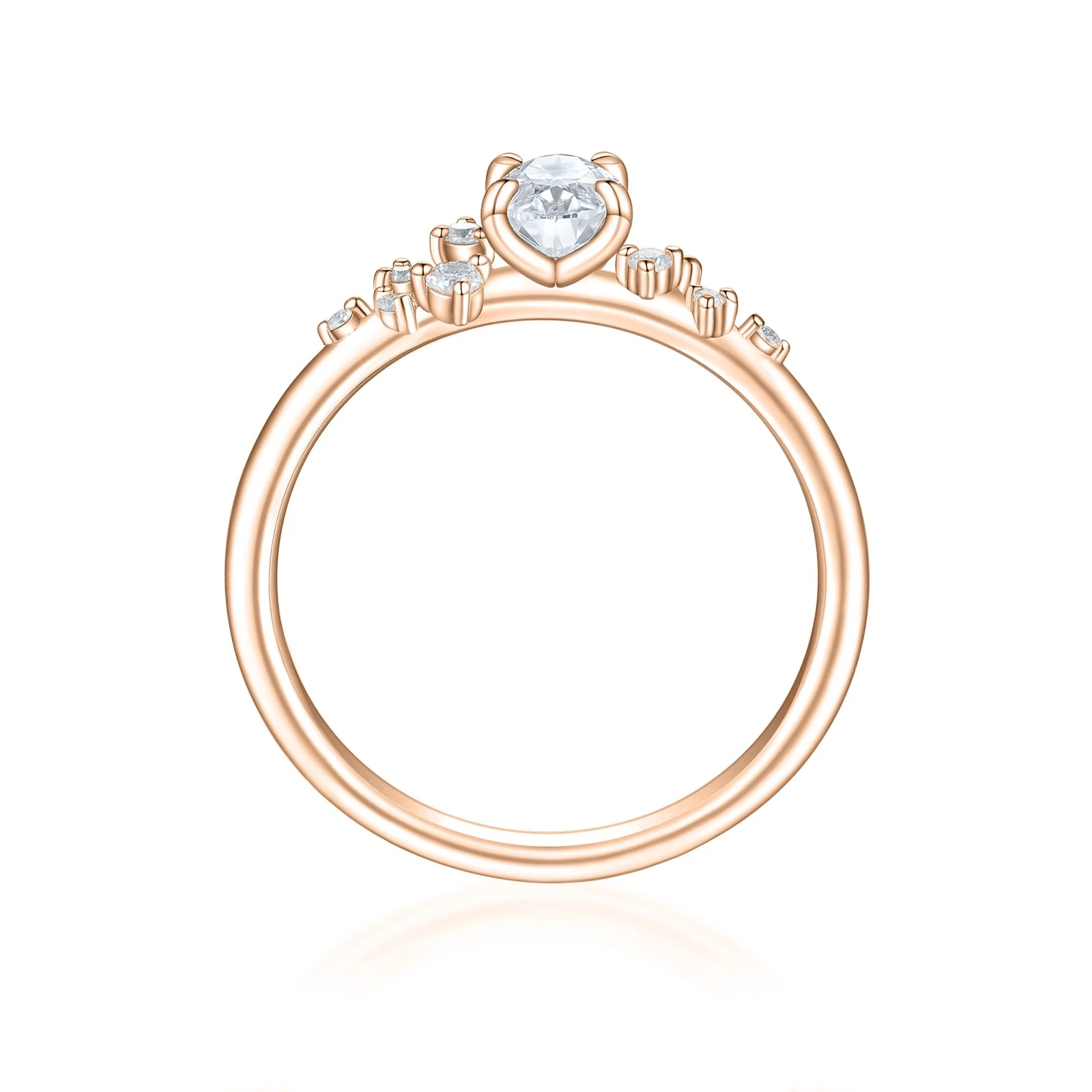 Ovaline - Moissanite Ring with Minimalistic Side Stones Ovaline - Moissanite Ring with Minimalistic Side Stones