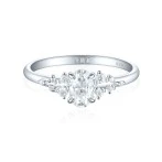 Ovaline - Moissanite Ring with Minimalistic Side Stones Ovaline - Moissanite Ring with Minimalistic Side Stones