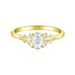Ovaline - Moissanite Ring with Minimalistic Side Stones Ovaline - Moissanite Ring with Minimalistic Side Stones