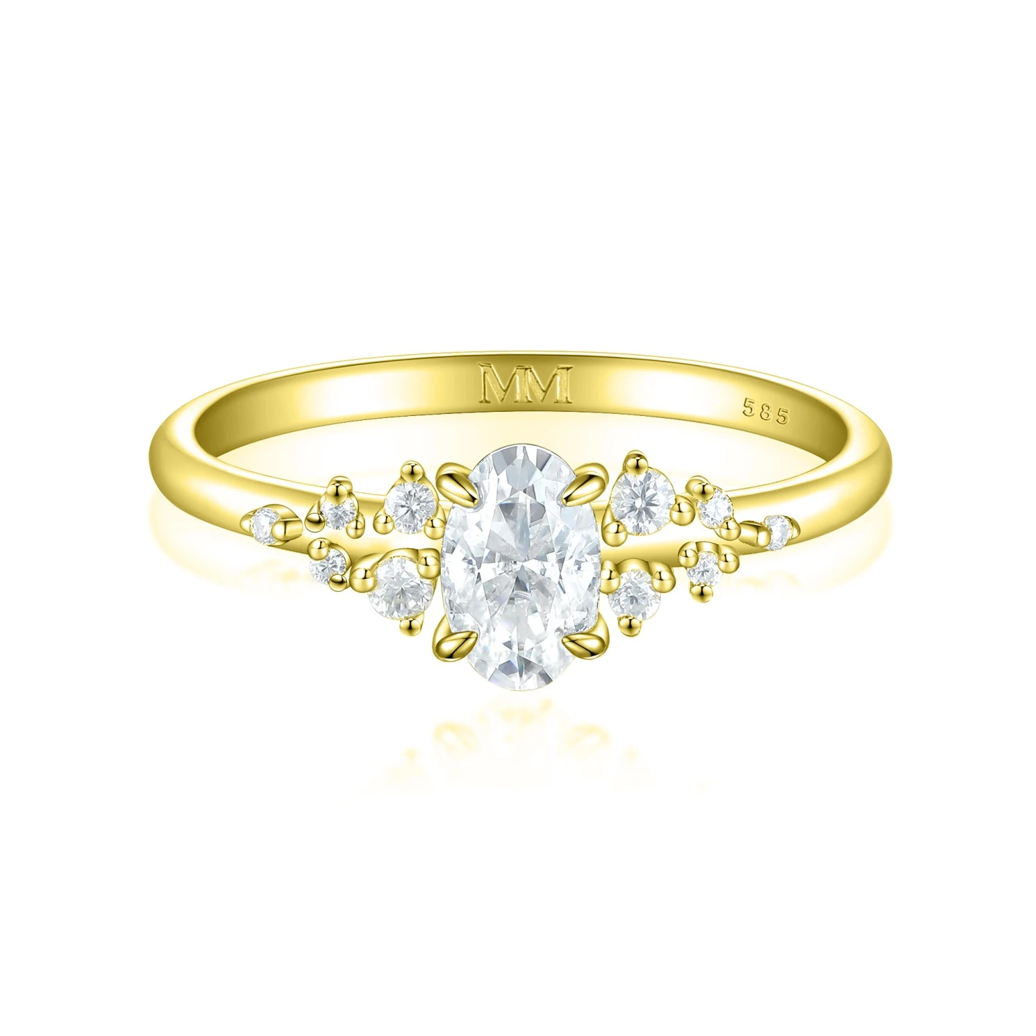 Ovaline - Moissanite Ring with Minimalistic Side Stones Ovaline - Moissanite Ring with Minimalistic Side Stones