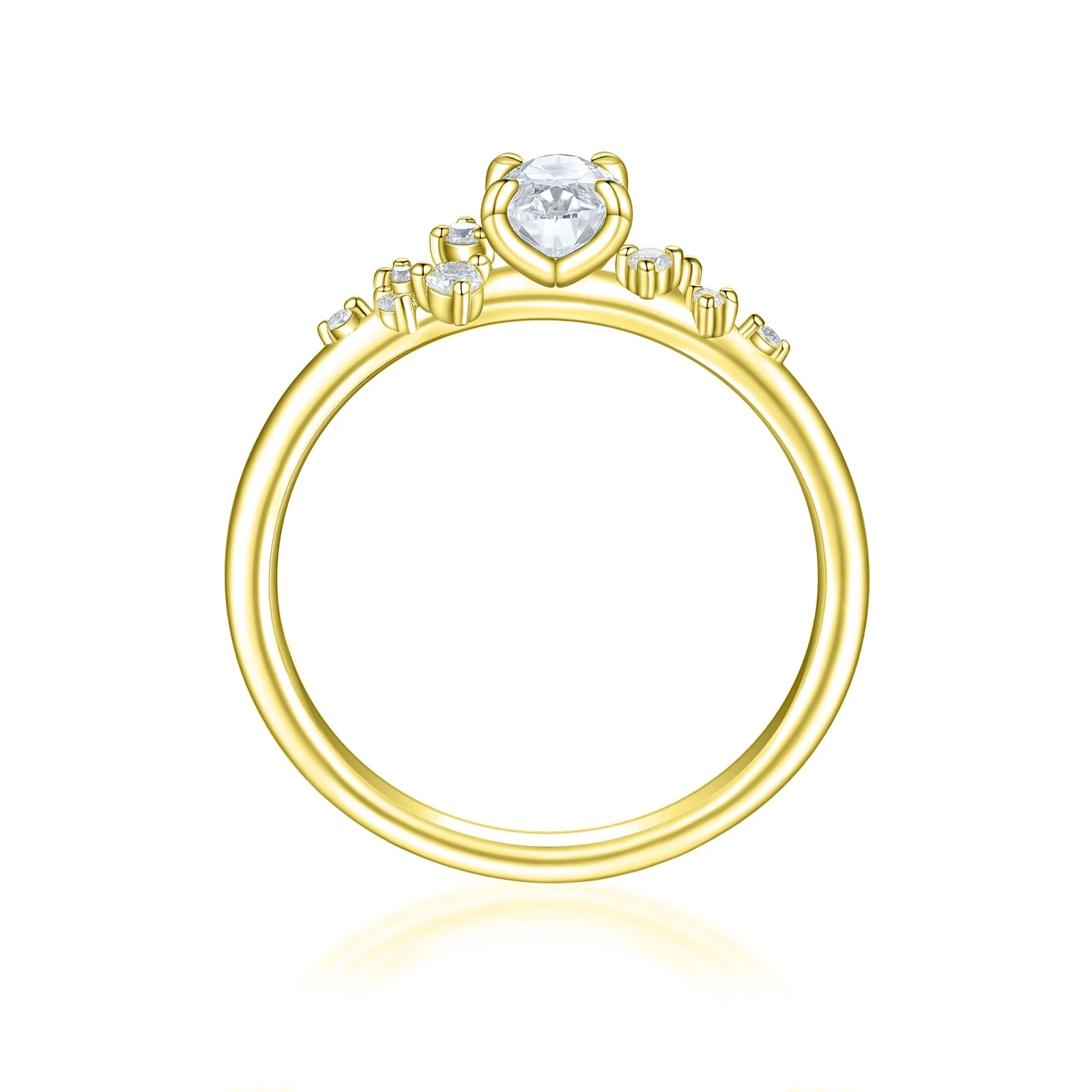 Ovaline - Moissanite Ring with Minimalistic Side Stones Ovaline - Moissanite Ring with Minimalistic Side Stones