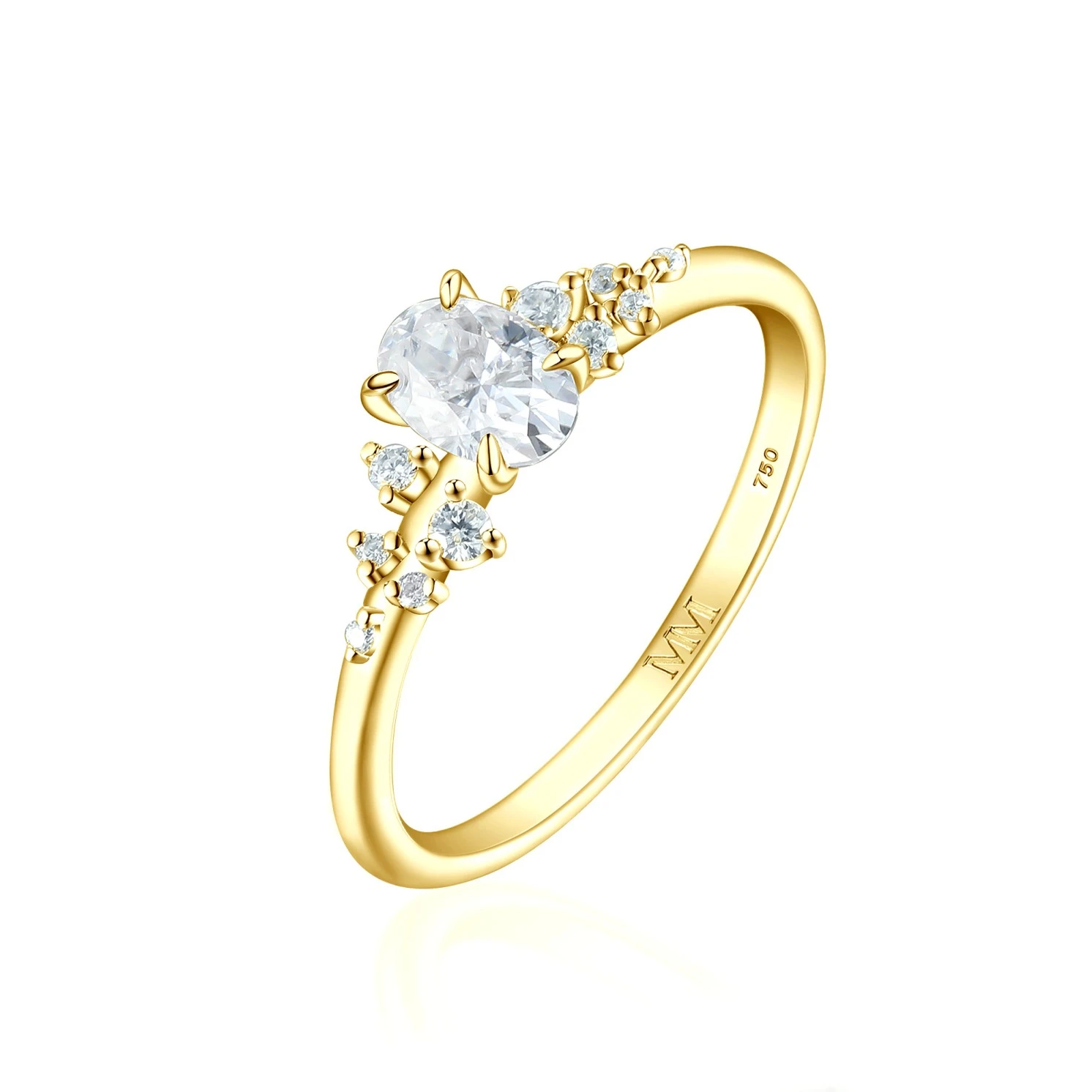 Ovaline - Moissanite Ring with Minimalistic Side Stones Ovaline - Moissanite Ring with Minimalistic Side Stones