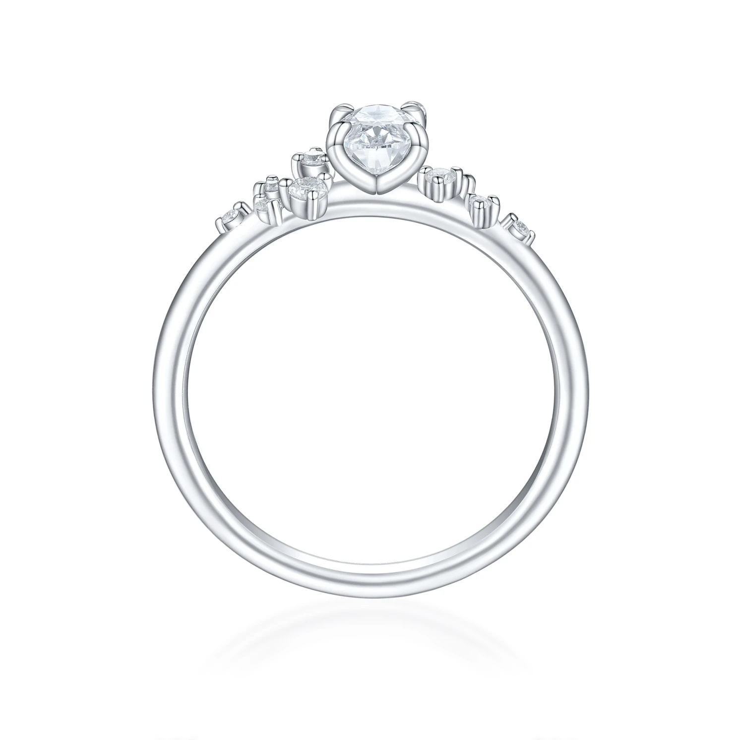 Ovaline - Moissanite Ring with Minimalistic Side Stones Ovaline - Moissanite Ring with Minimalistic Side Stones
