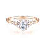 Ovaline - Moissanite Ring with Minimalistic Side Stones Ovaline - Moissanite Ring with Minimalistic Side Stones