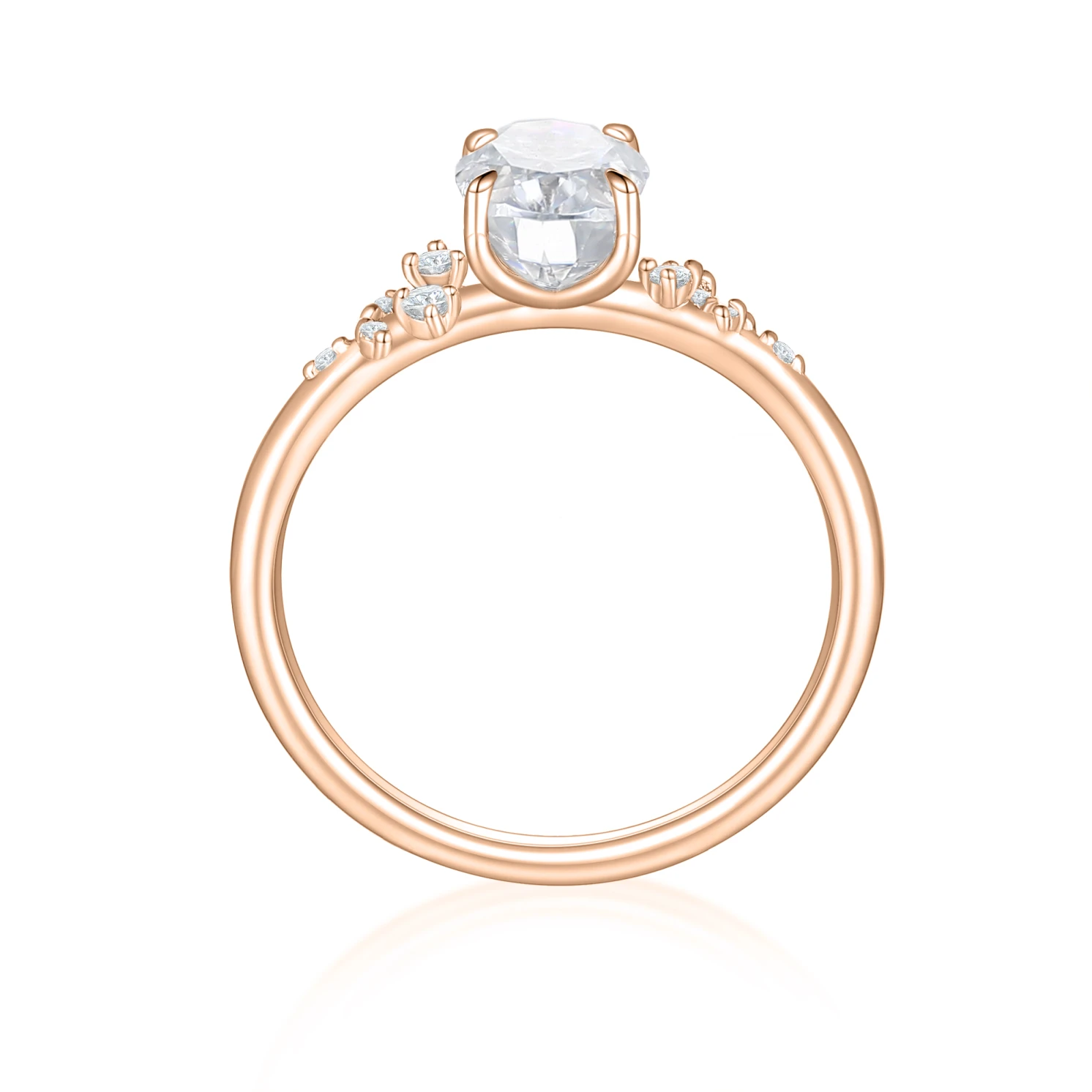 Ovaline - Moissanite Ring with Minimalistic Side Stones Ovaline - Moissanite Ring with Minimalistic Side Stones