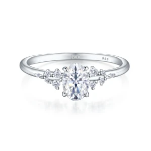 Ovaline - Oval Moissanite Ring with Minimalistic Side Stones
