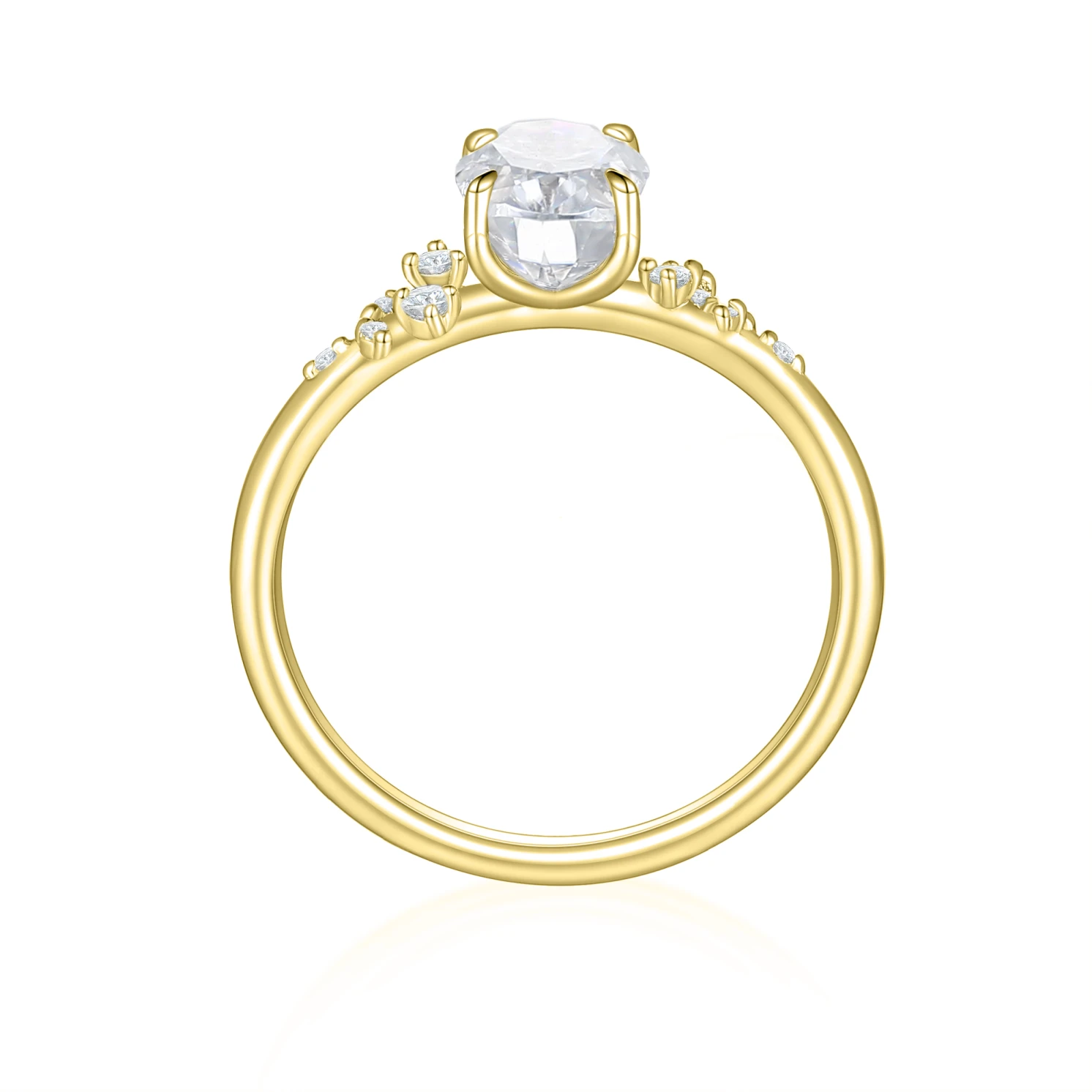 Ovaline - Moissanite Ring with Minimalistic Side Stones Ovaline - Moissanite Ring with Minimalistic Side Stones