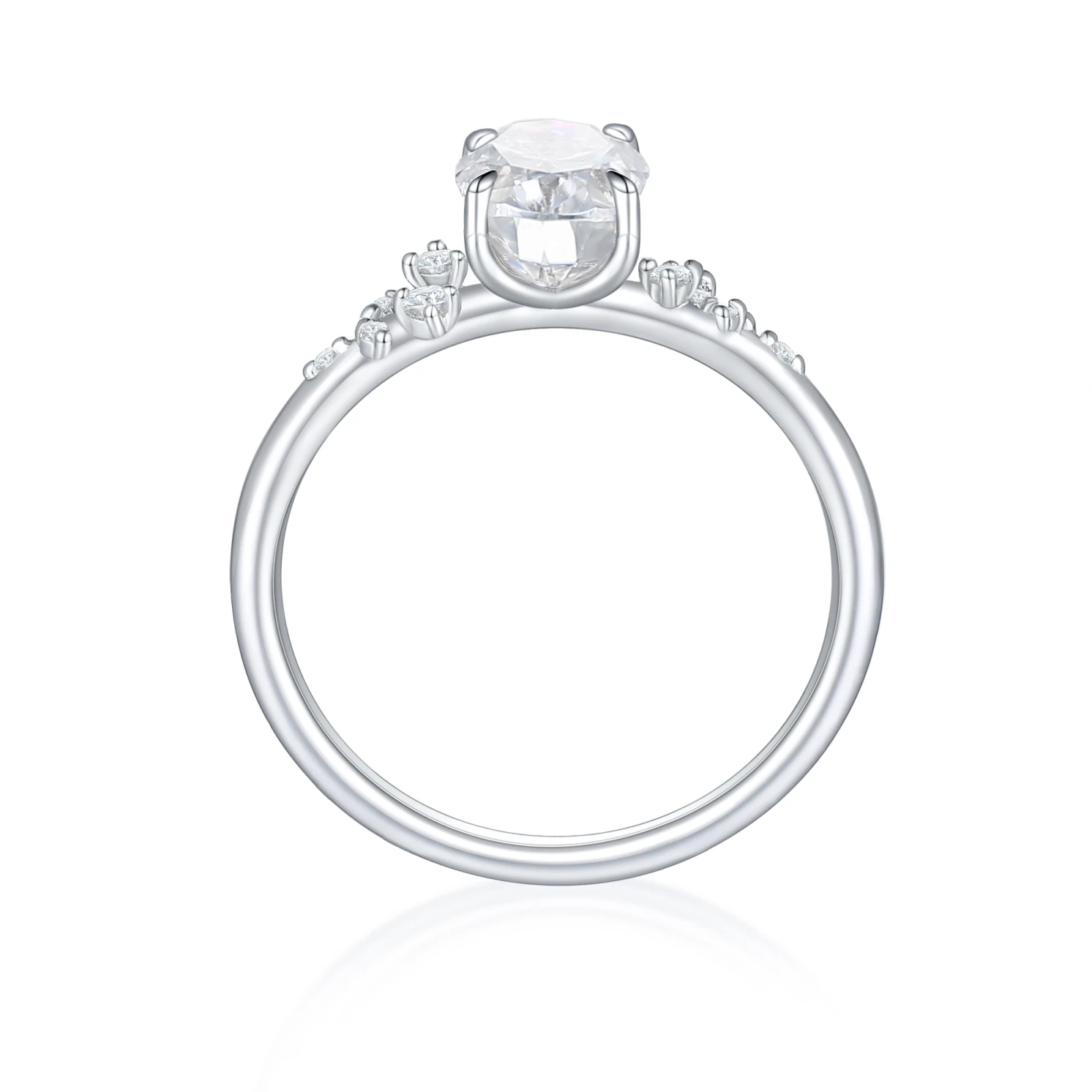 Ovaline - Moissanite Ring with Minimalistic Side Stones Ovaline - Moissanite Ring with Minimalistic Side Stones